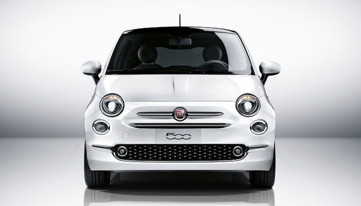 Fiat 500, vista frontale.