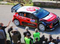 Allo shakedown del Rally di Corsica, la Citroën C3 WRC di Kris Meeke in terza posizione