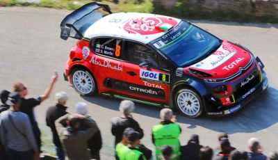 Allo shakedown del Rally di Corsica, la Citroën C3 WRC di Kris Meeke in terza posizione