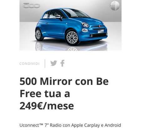 Fiat 500 in affitto con canoni da 199 per 1.2 POP a 276 euro per 500 Riva con Fiat Be Free - Foto 9 di 11