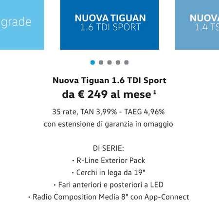 Nuova Volkswagen Tiguan in sconto con rate mensili di 249 euro al mese - Foto 8 di 8