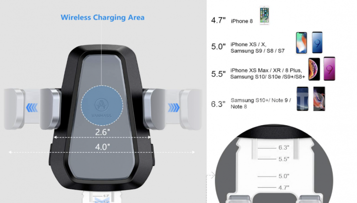 Vanmass Wireless Car Charger Mount: il supporto da auto che ricarica lo smartphone - Foto 2 di 5