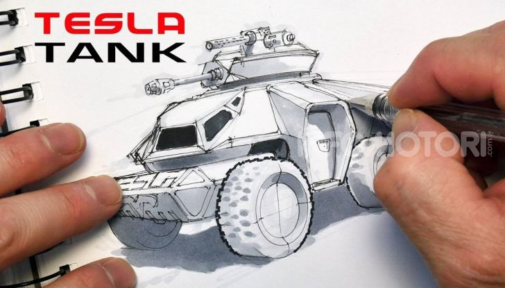 Il disegno di un carro armato Tesla elettrico