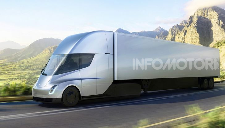 Rendering di un camion con motrice Tesla