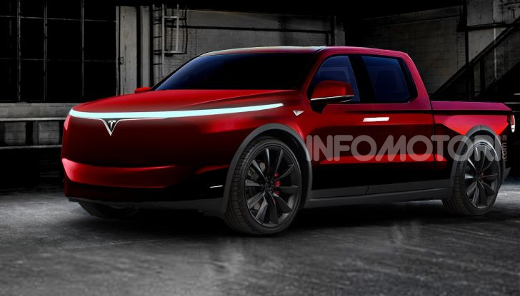 Prototipo di un pickup Tesla rosso