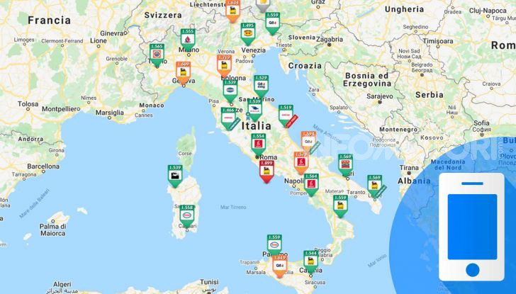 Prezzi benzina app navigazione 2020
