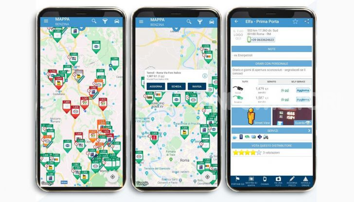 Prezzi benzina app navigazione 2020