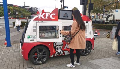 In Cina i pod a guida autonoma Neolix vendono il pollo fritto KFC