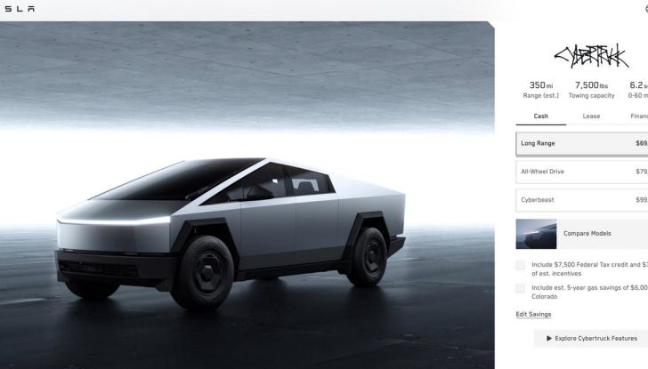 Tesla Cybertruck: cala il prezzo e aumenta l’autonomia con una sola ricarica - Foto 3 di 7